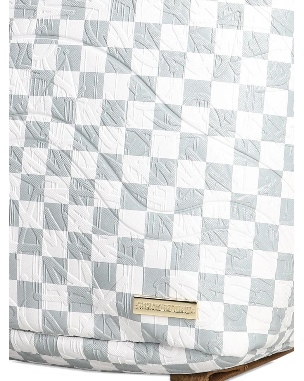 Sprayground White 3Am Check-Pattern Embossed Backpack for men