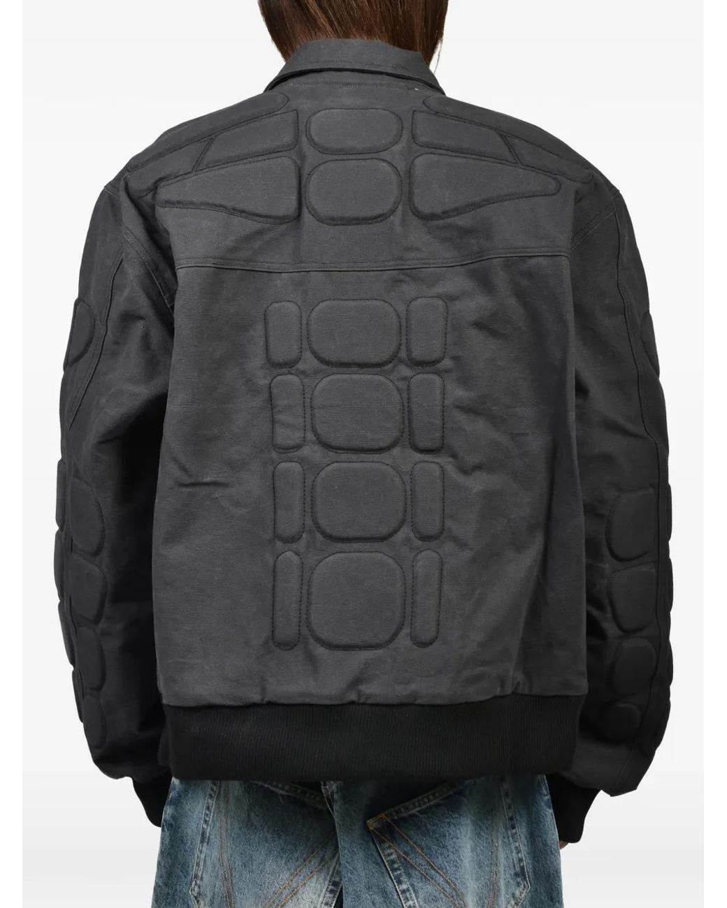 Satoshi Nakamoto Black Padded Panelled Bomber Jacket for men