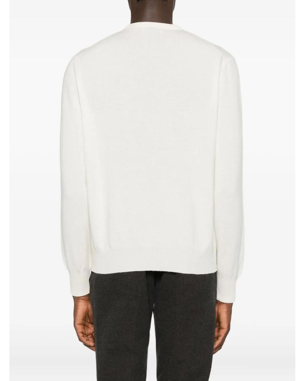 Bruno Manetti White Fine-Knit Jumper for men