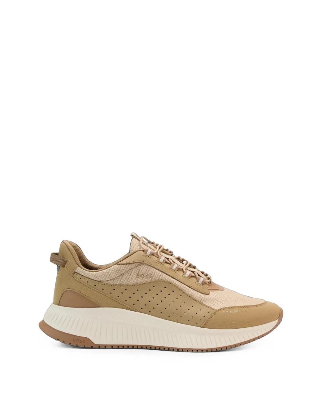 Boss White Ttnm Evo Perforated Panelled Sneakers for men