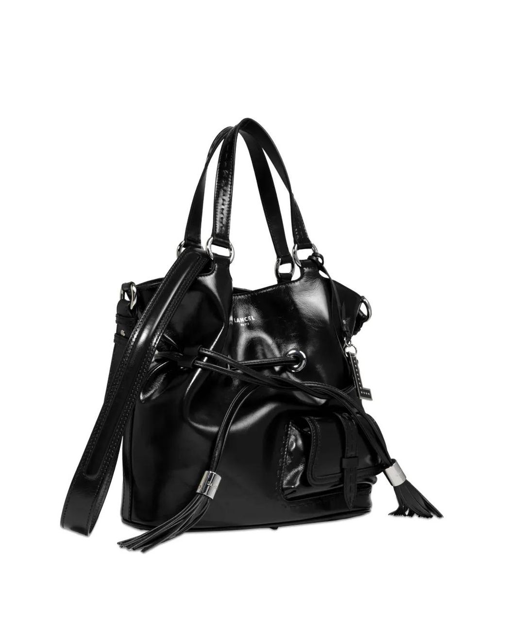 Lancel Medium Premier Flirt Drawstring Leather Shoulder Bag in Black | Lyst