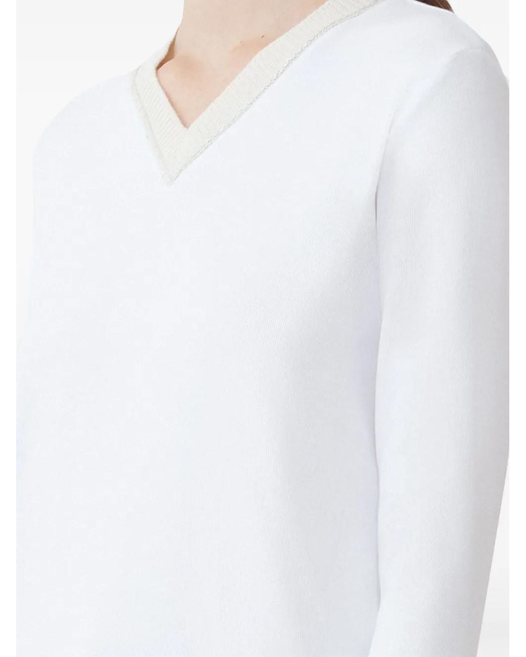 Fabiana Filippi White Jersey V-Neck T-Shirt