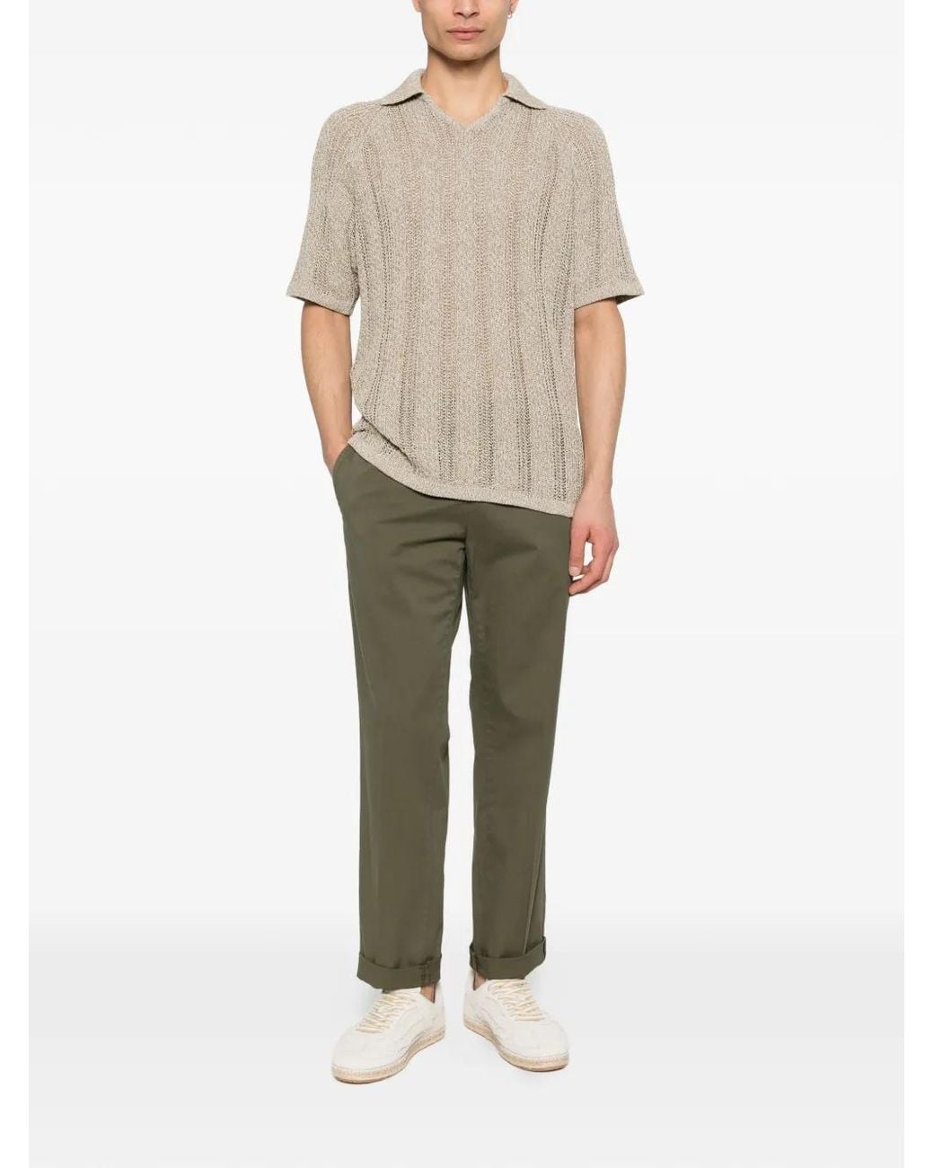 Dondup Green Cuffed Trousers for men