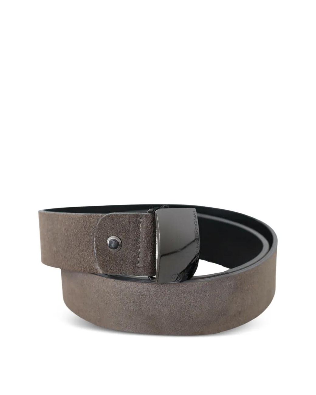 CoSTUME NATIONAL Black Suede-Leather Logo-Buckle Belt