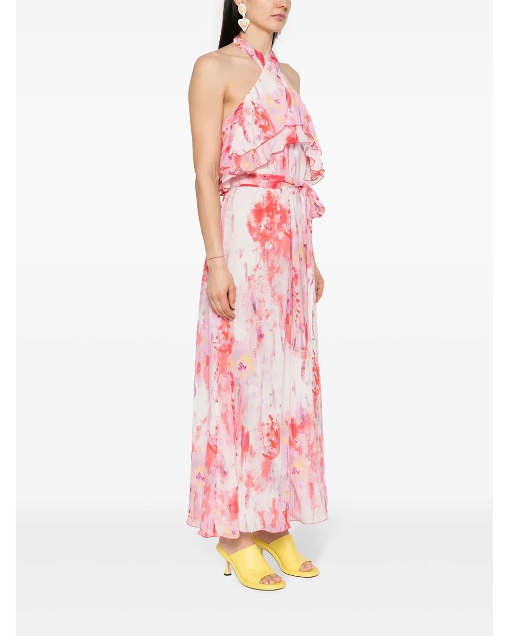 MSGM Pink Floral-Print Maxi Dress