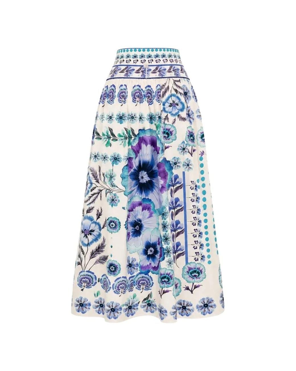 Carolina K Blue Cata Floral-Print Maxi Skirt