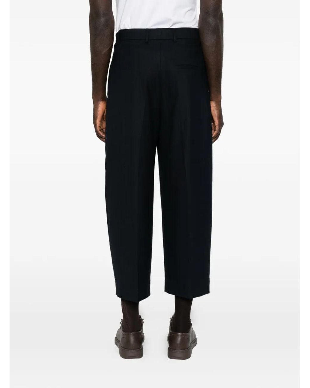 Rossi Black Pleated Cropped Trousers