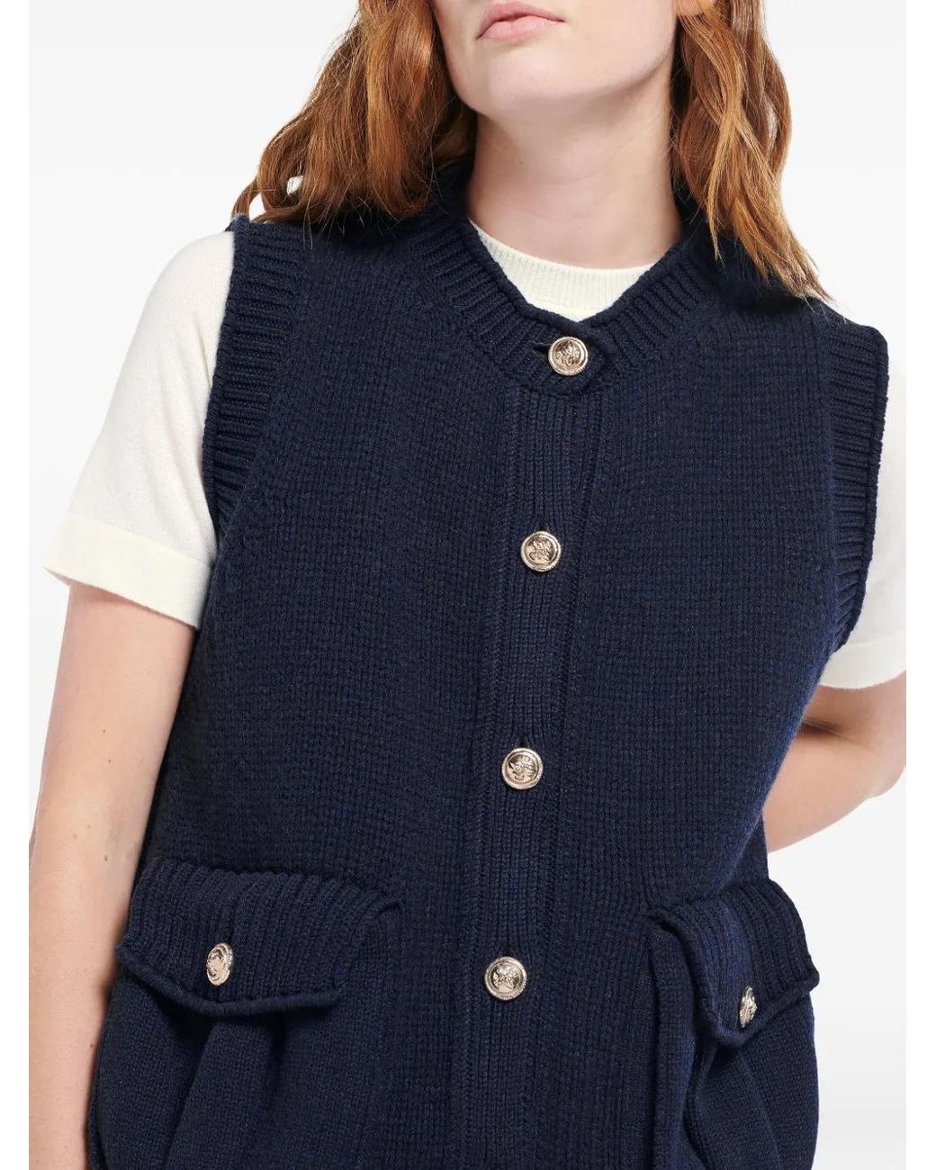 Barrie Blue Chunky-Knit Vest