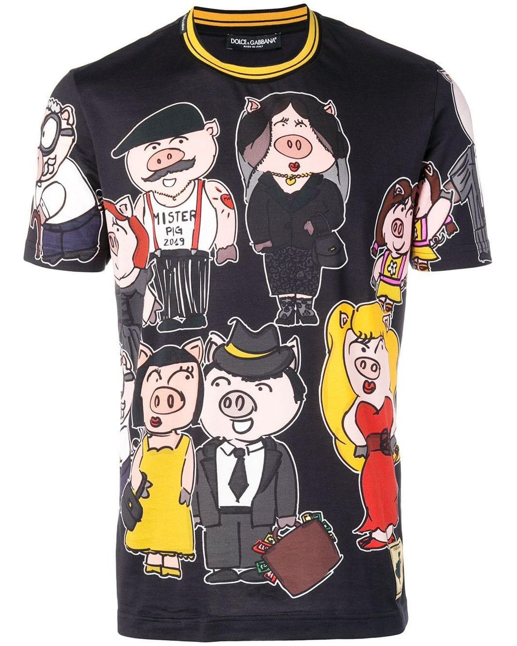 Camiseta Family Pig Dolce & Gabbana de hombre de color Negro | Lyst