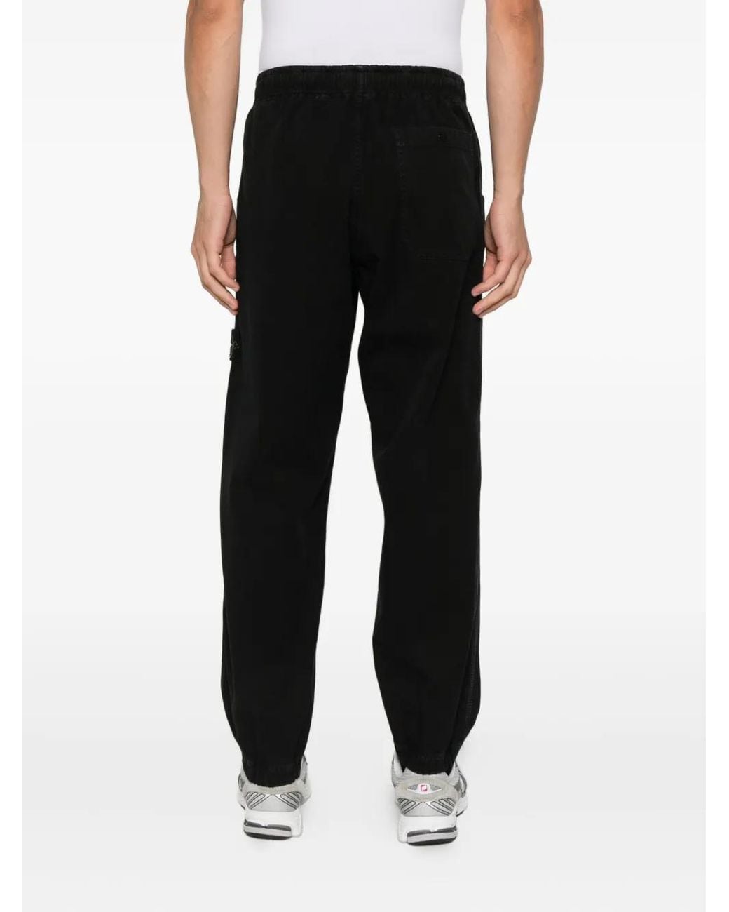 Stone Island Black Logo-Patch Track Pants for men