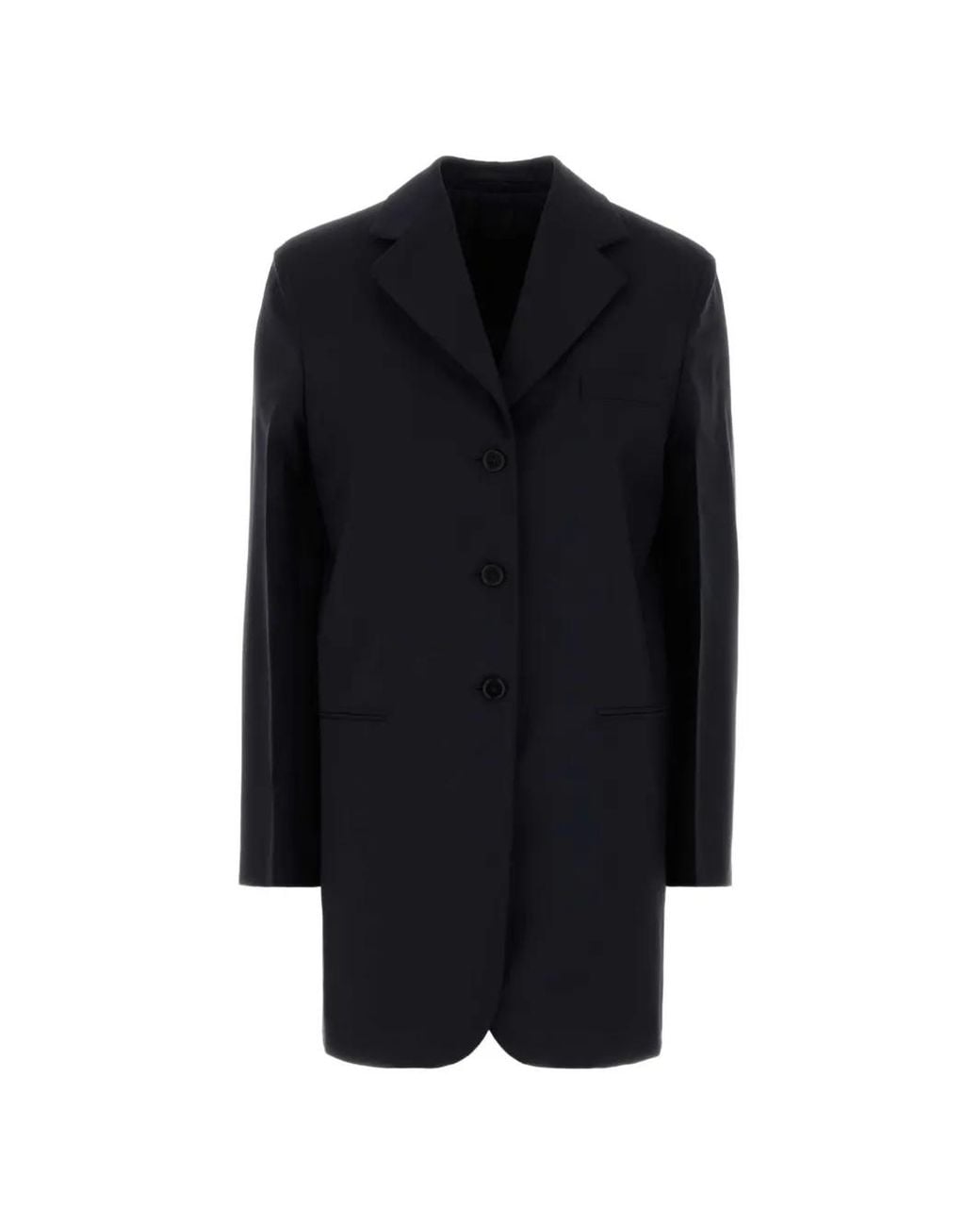 Jil Sander Blue Single-Breasted Notched-Lapels Coat