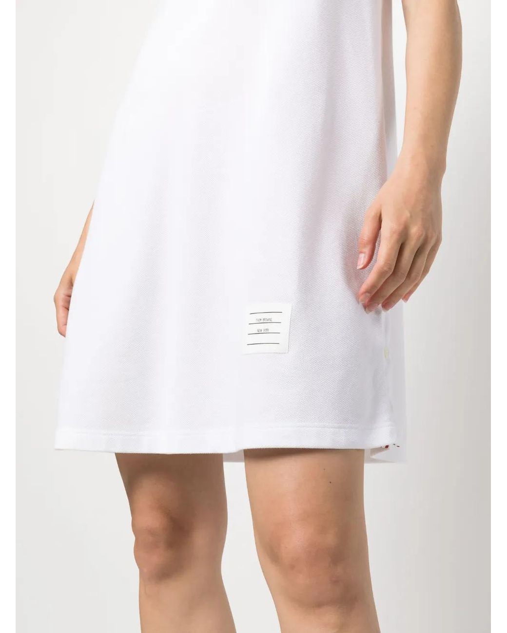 Thom Browne White V-Neck Sleeveless Dress
