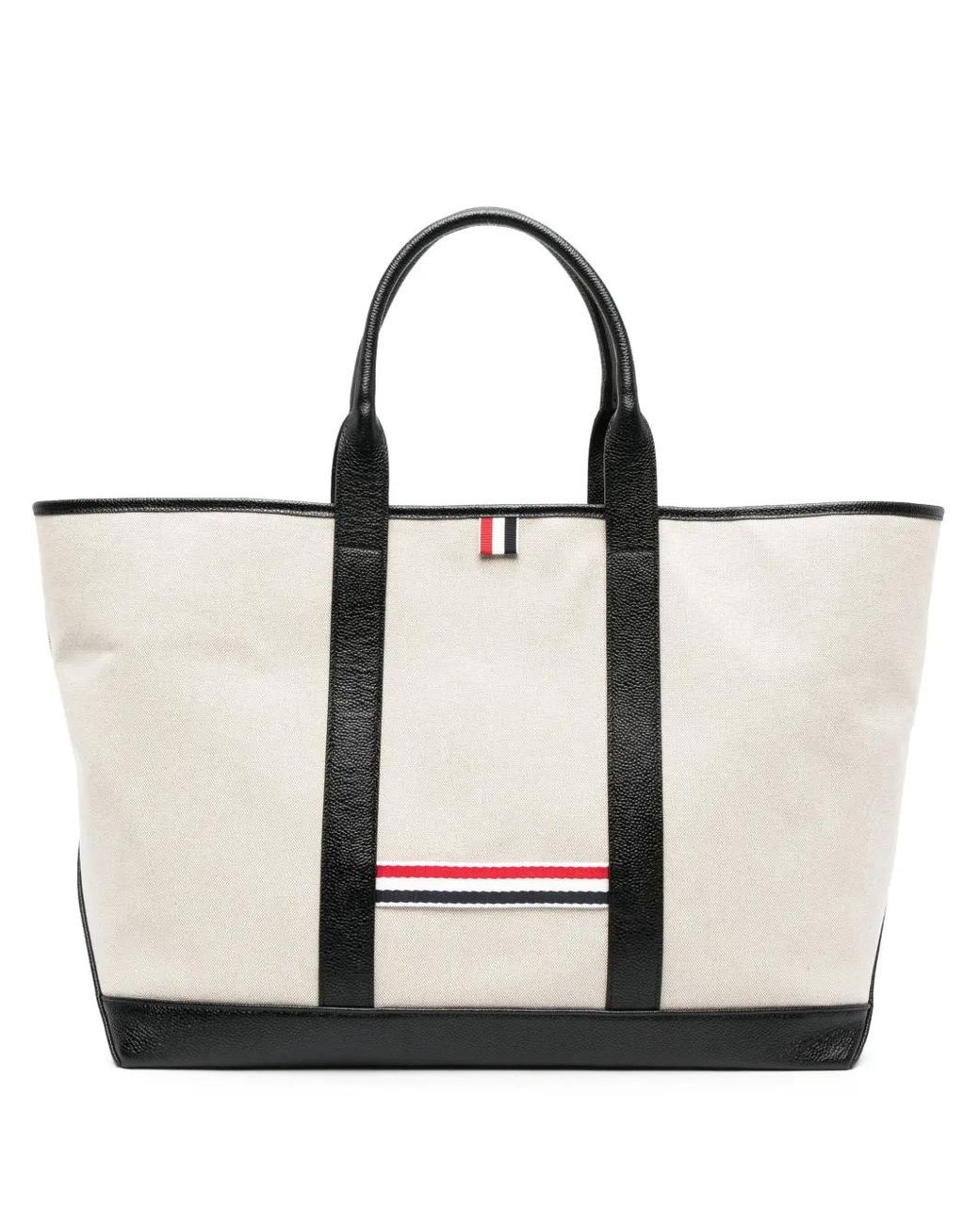 Thom Browne White Medium Rwb Stripe Tote Bag