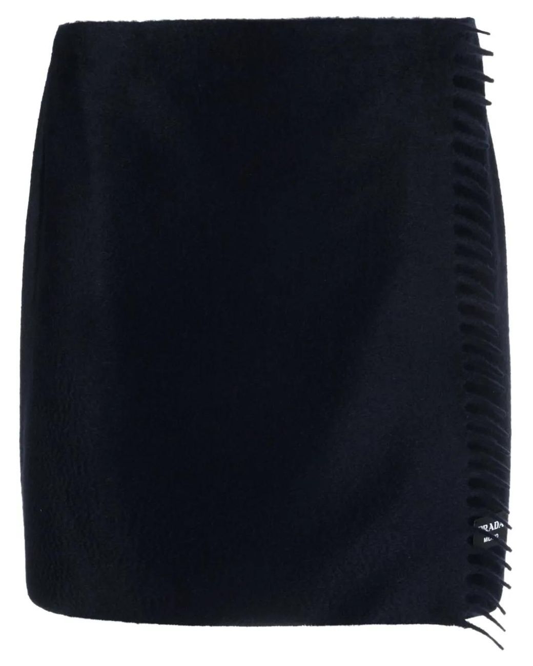 Prada Blue Low-rise Logo-patch Cashmere Mini Skirt