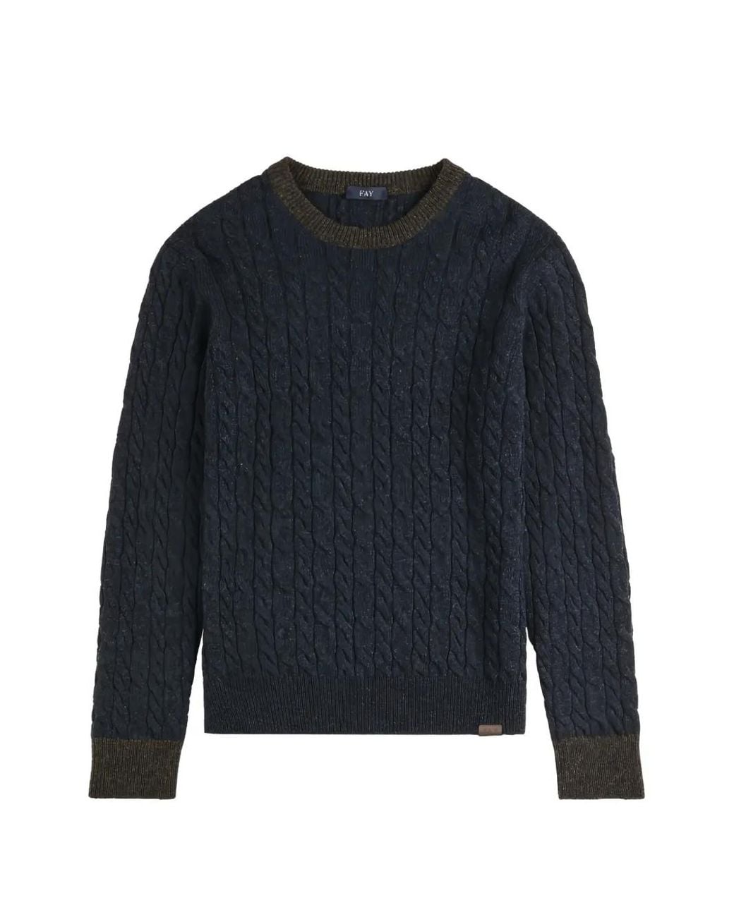 Fay Blue Cable-Knit Virgin Wool Sweater for men