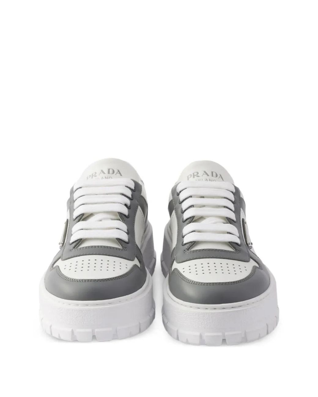 Prada White Baskets En Cuir À Logo Embossé for men