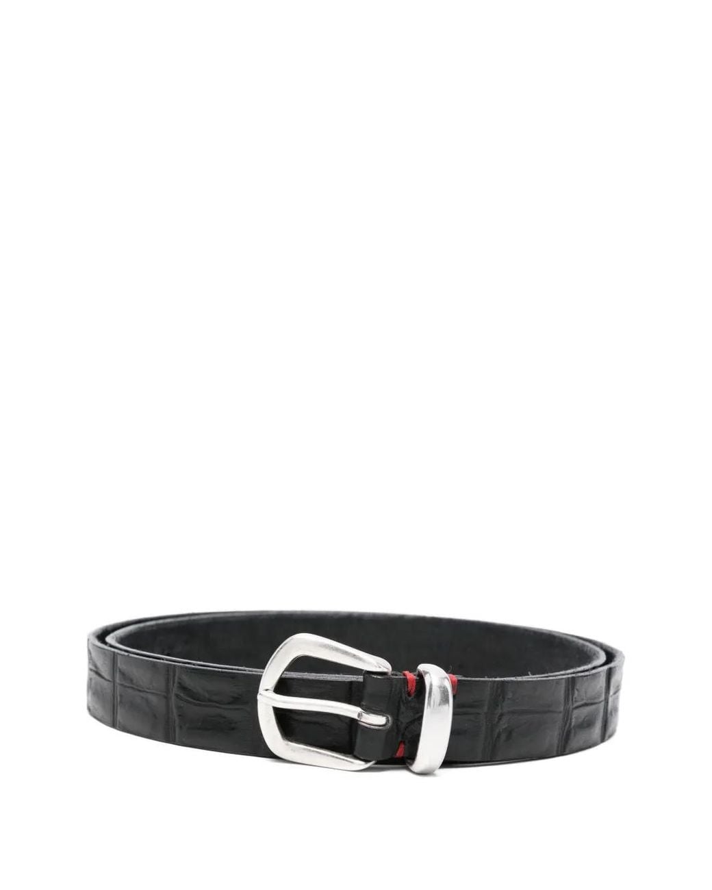 Eleventy White Crocodile-Effect-Tone Belt for men