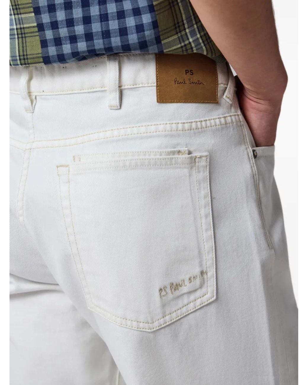 Paul Smith White Logo-Embroidered Jeans for men