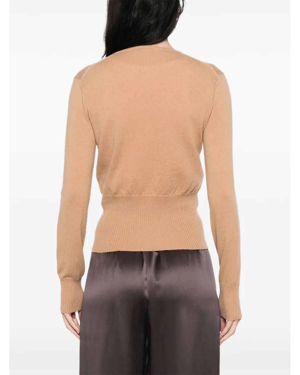 Max Mara White Gerippter Strickpullover