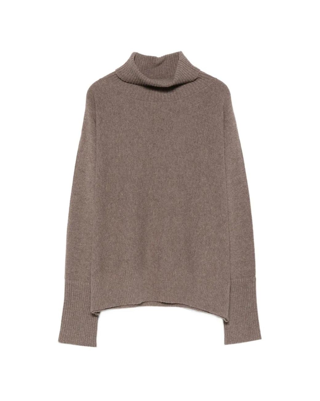 D.exterior Brown Roll-Neck Button-Cuff Sweater
