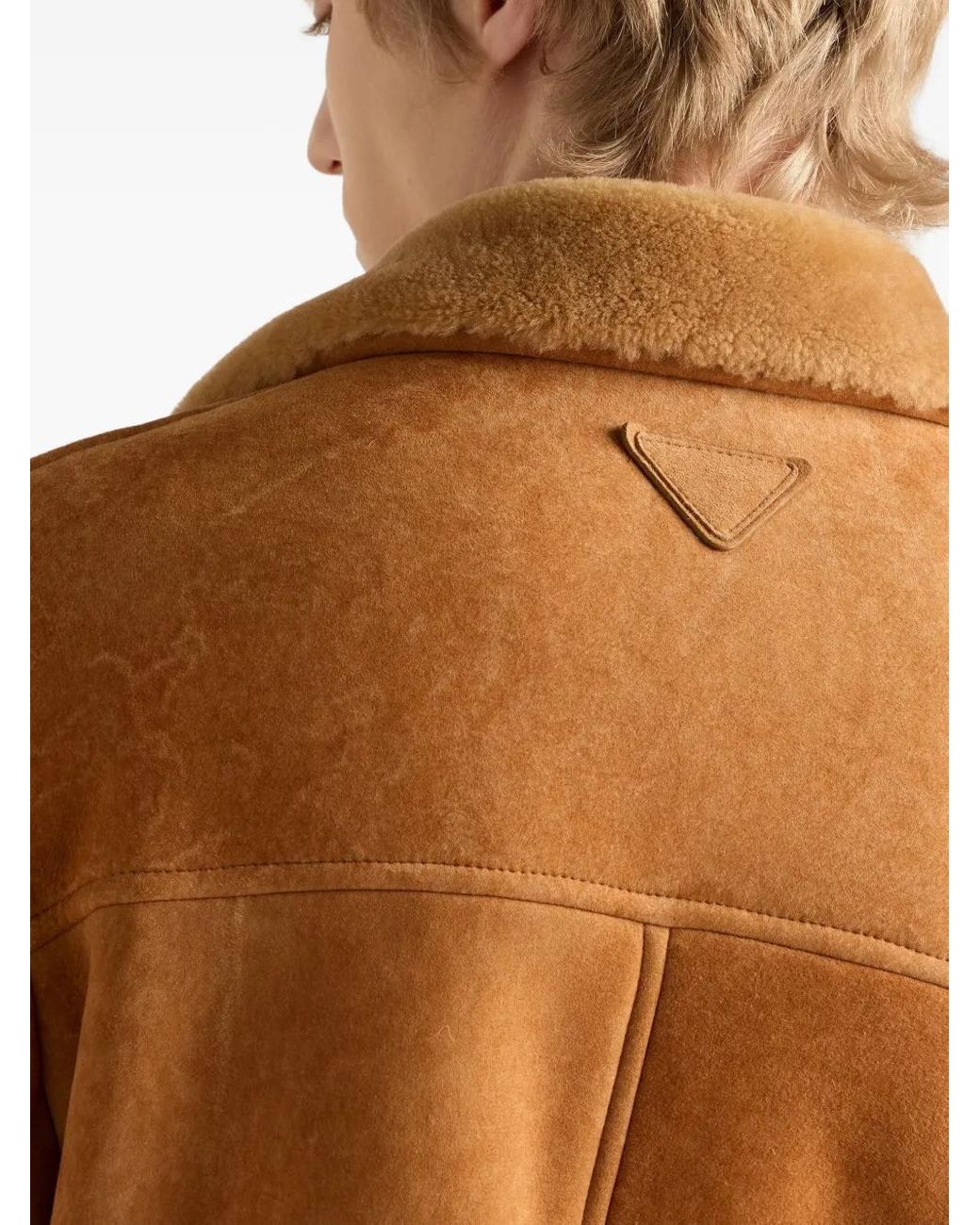 Prada Brown Shearling Caban Jacket for men