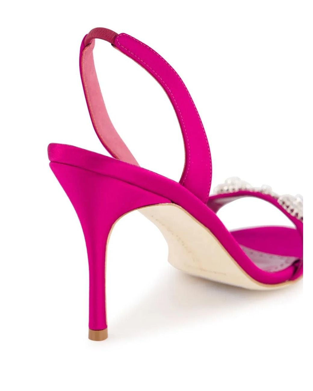 Manolo Blahnik Pink 90Mm Lamisan Slingback Sandals