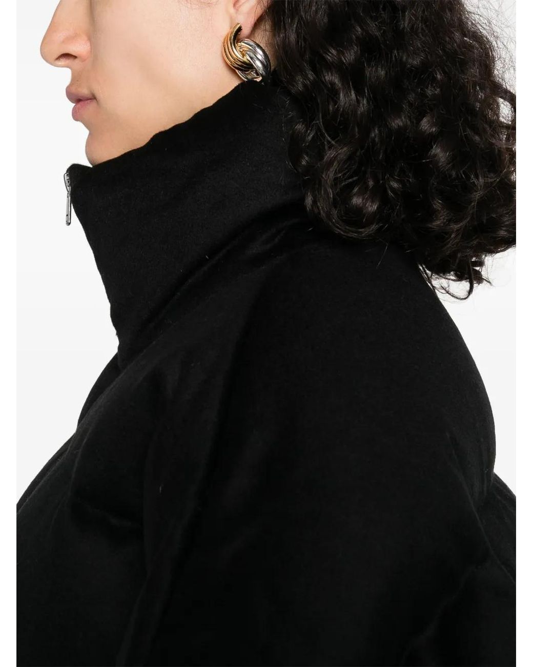 Soft Goat Black High-Neck Puffer Jacket