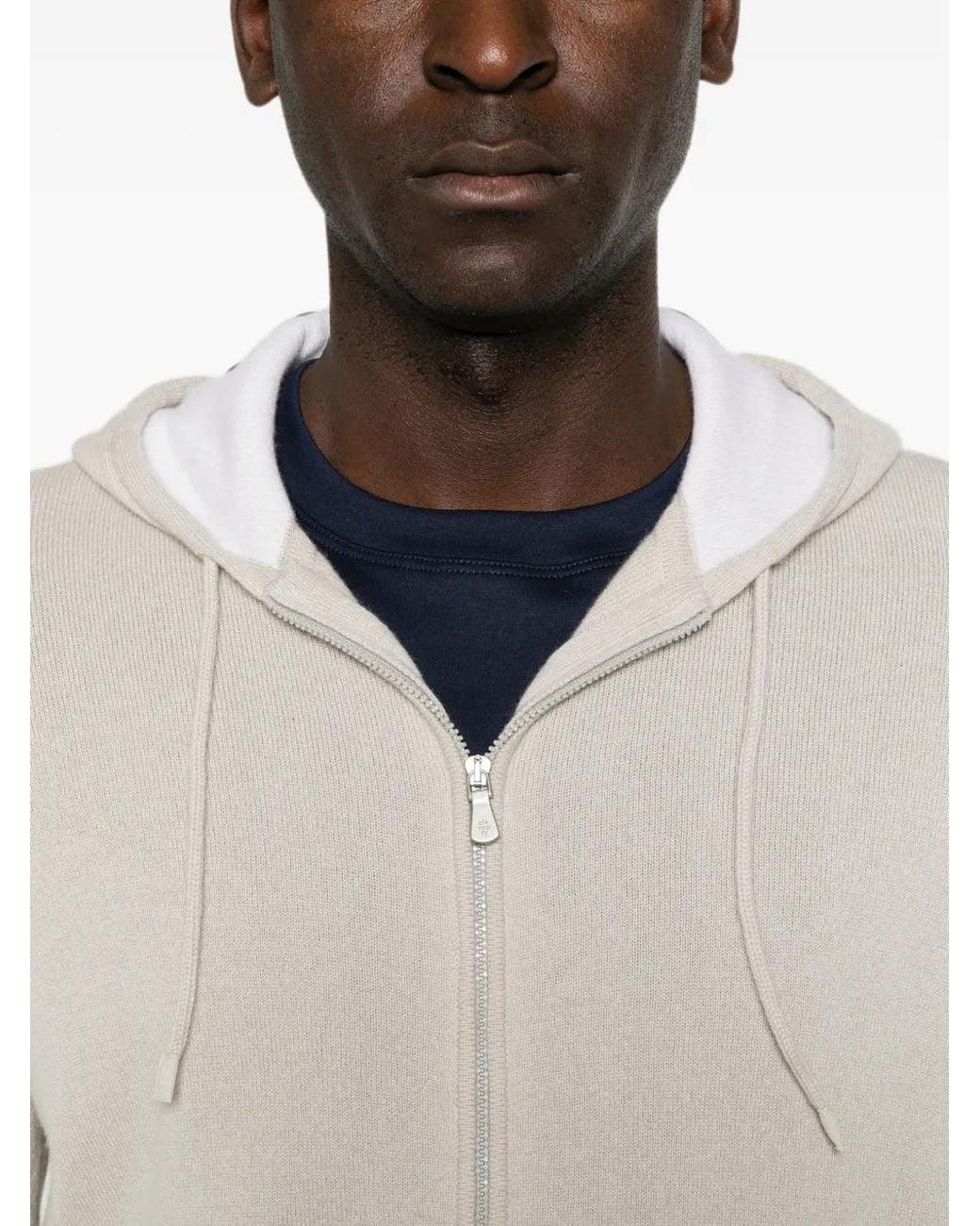 Eleventy White Zip-Up Hoodie for men