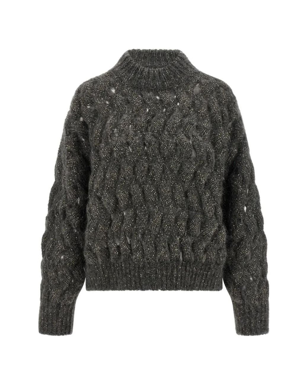 Brunello Cucinelli Gray Dazzling Waves Sweater