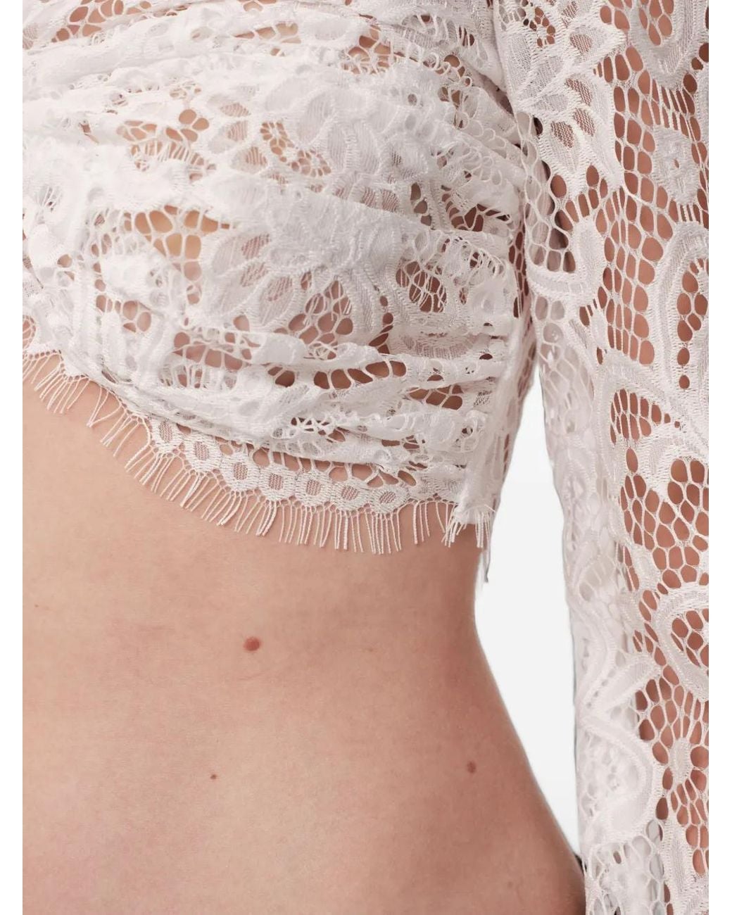 Concepto Black Mist Lace Long-Sleeved Cropped Blouse