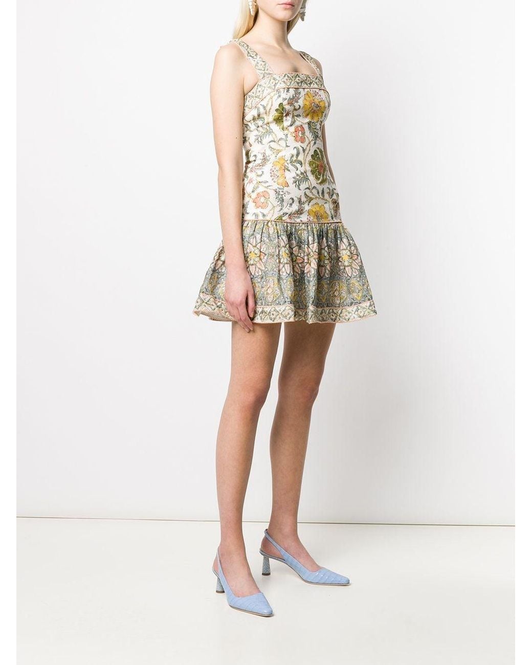 knee length dresses for ladies Zimmerman Lexi Tie Mini Dress Green Palm – blueandcream main image 0