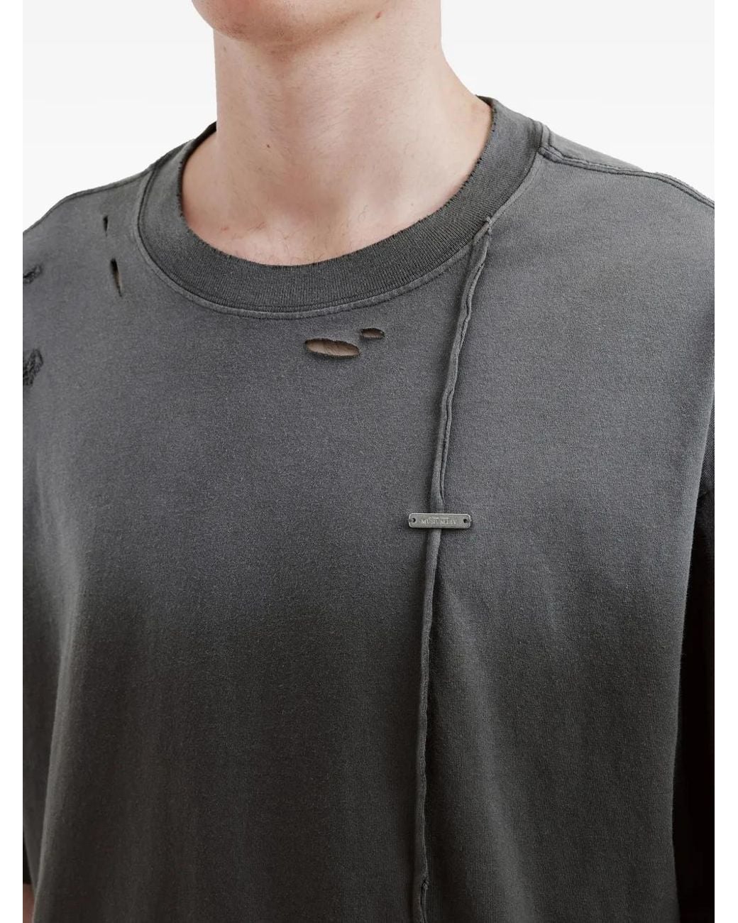 Musium Div. Gray Distressed Patchwork T-Shirt for men