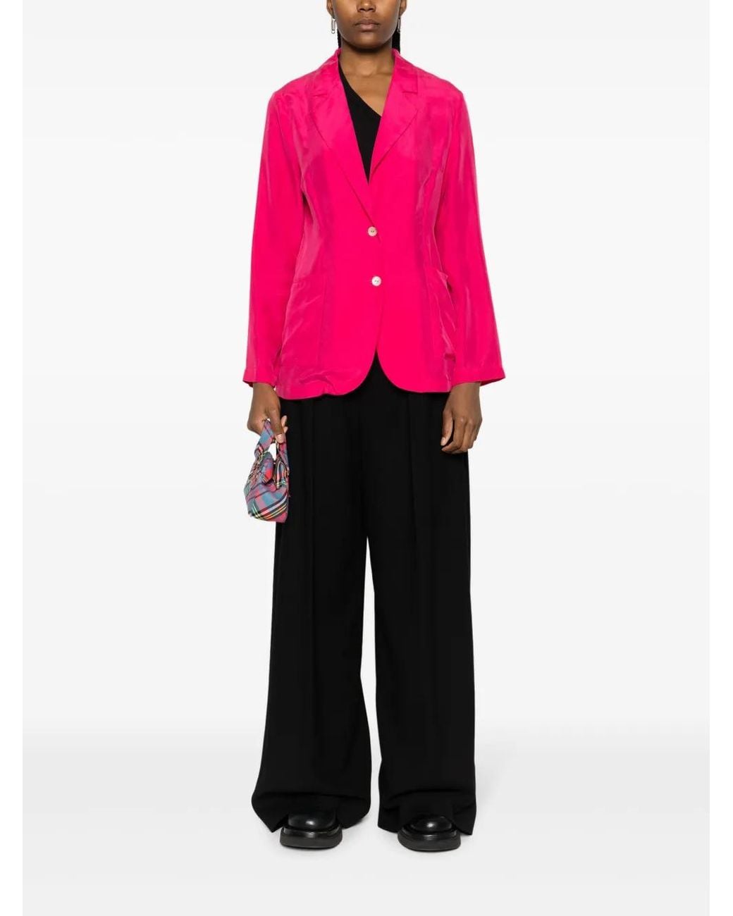 P.A.R.O.S.H. Pink Single-Breasted Silk-Blend Blazer