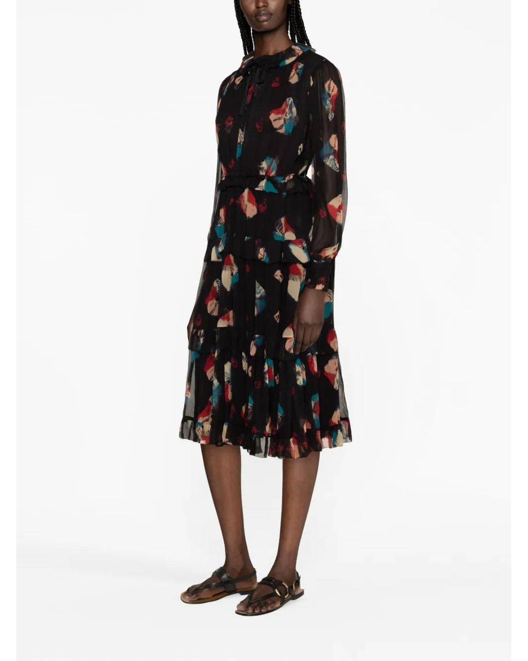 Ulla Johnson Chiffon Midi-Jurk in het Black