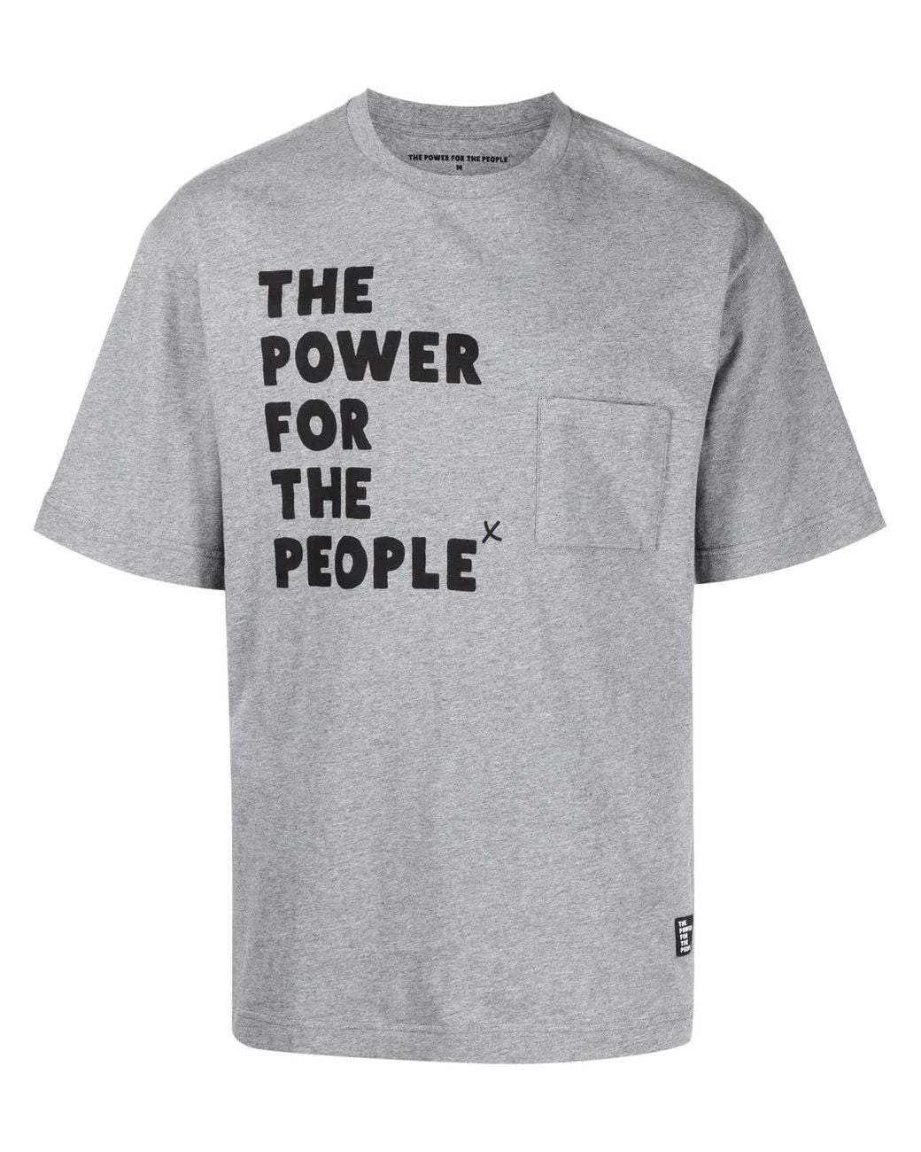 The Power for the People Gray Logo Print Short-Sleeve T-Shirt for men