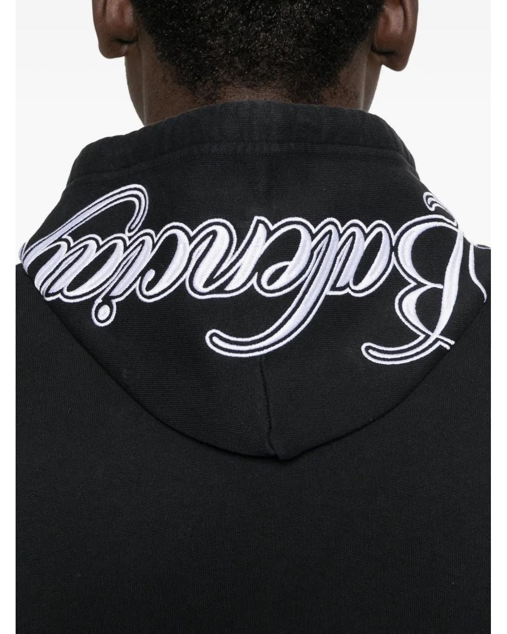 Balenciaga Black Logo-Sleeve Hoodie for men