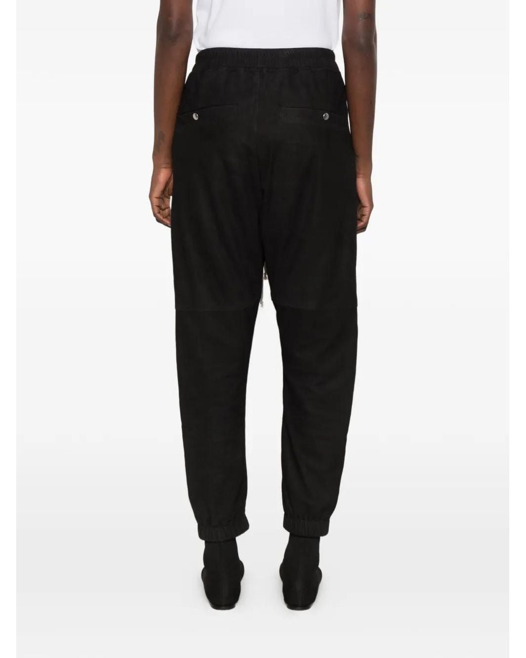 Rick Owens Black Tecuatl Leather Track Pants