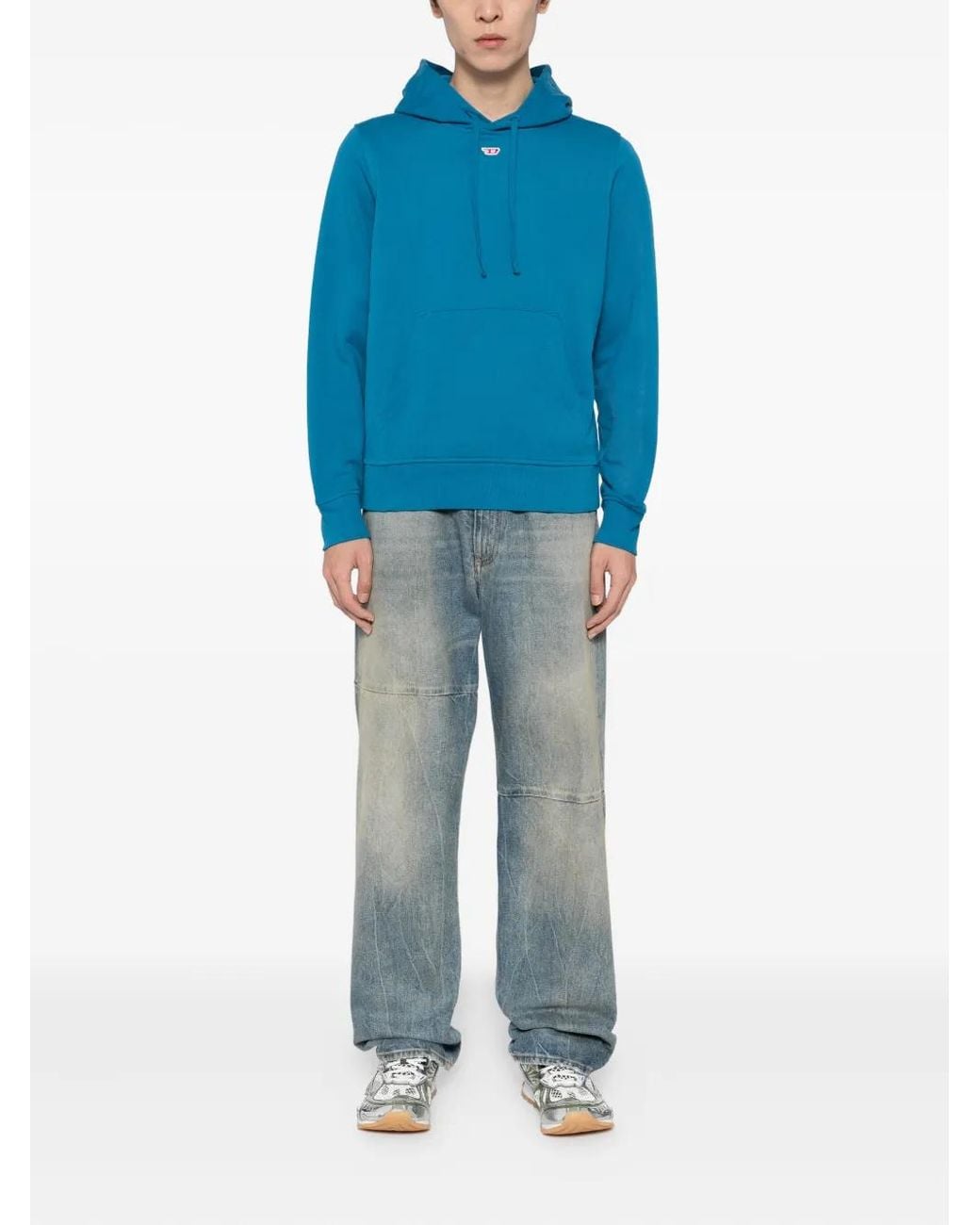 DIESEL Blue Logo-Patch Hoodie for men