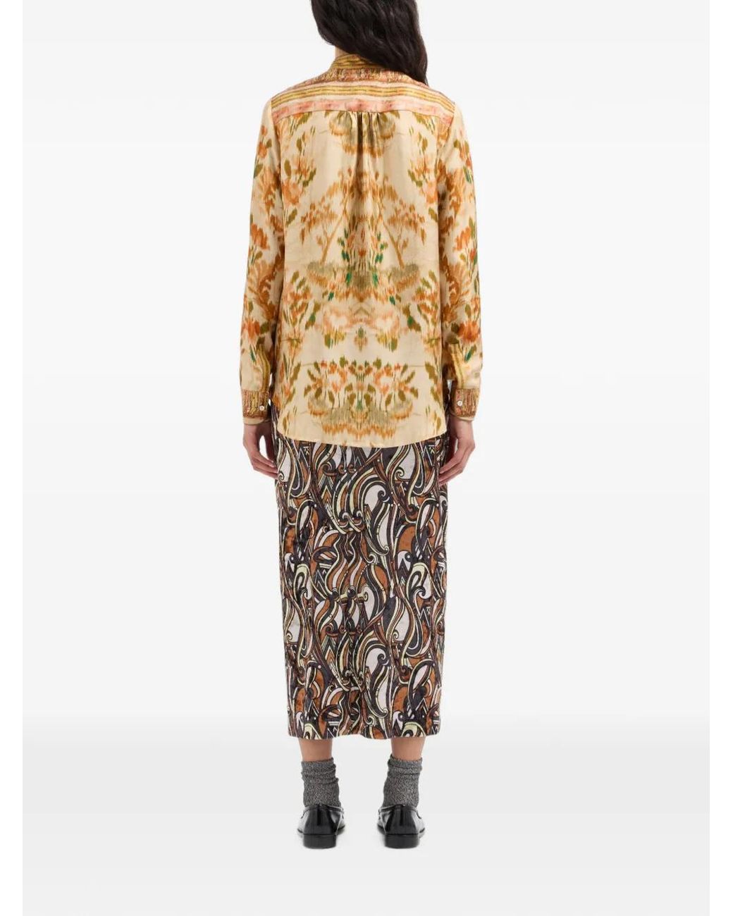Pierre Louis Mascia Metallic Aloe Long-Sleeve Silk Shirt