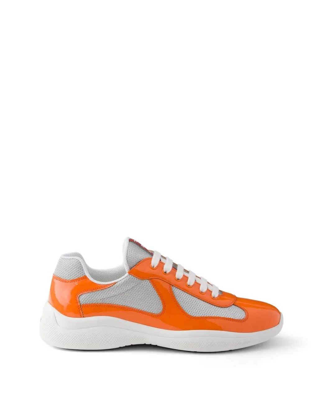 Prada Orange Patent Leather And Technical Fabric America's Cup Sneakers for men