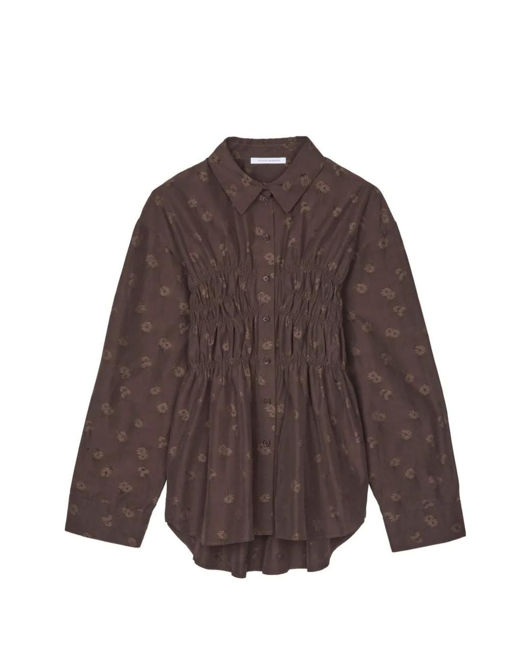 CECILIE BAHNSEN Brown Braxton Floral-Jacquard Shirt