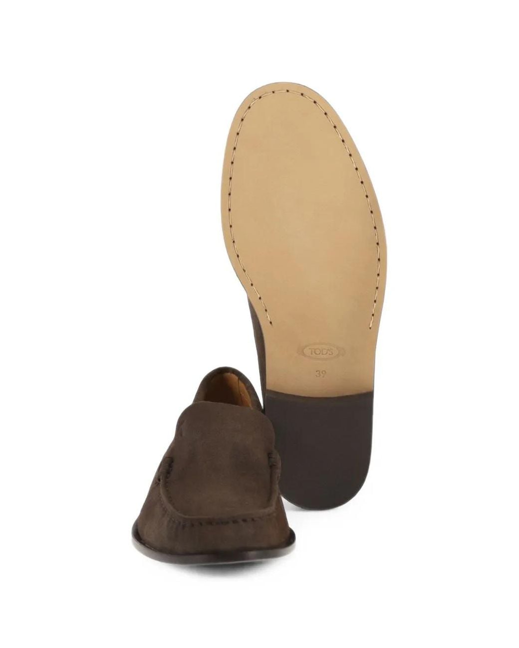 Tod's Brown Stud-Embellished Suede Loafers