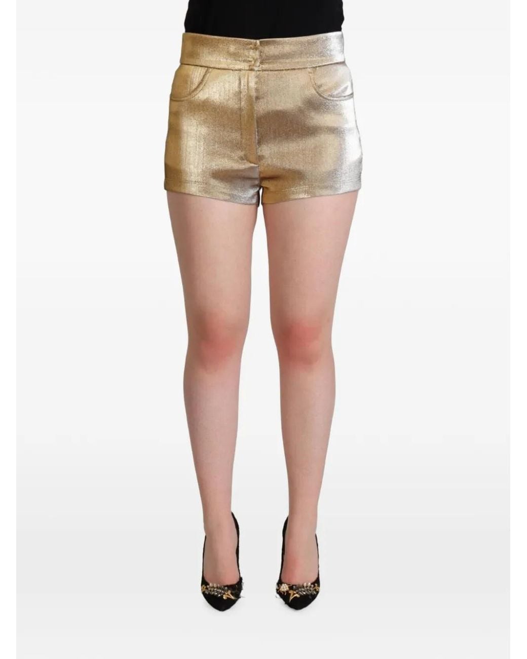 Dolce & Gabbana Natural Metallic-Effect Tailored Shorts