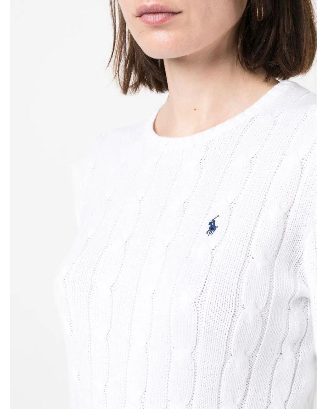 Polo Ralph Lauren White Touch Julianna Cable-Knit Sweater