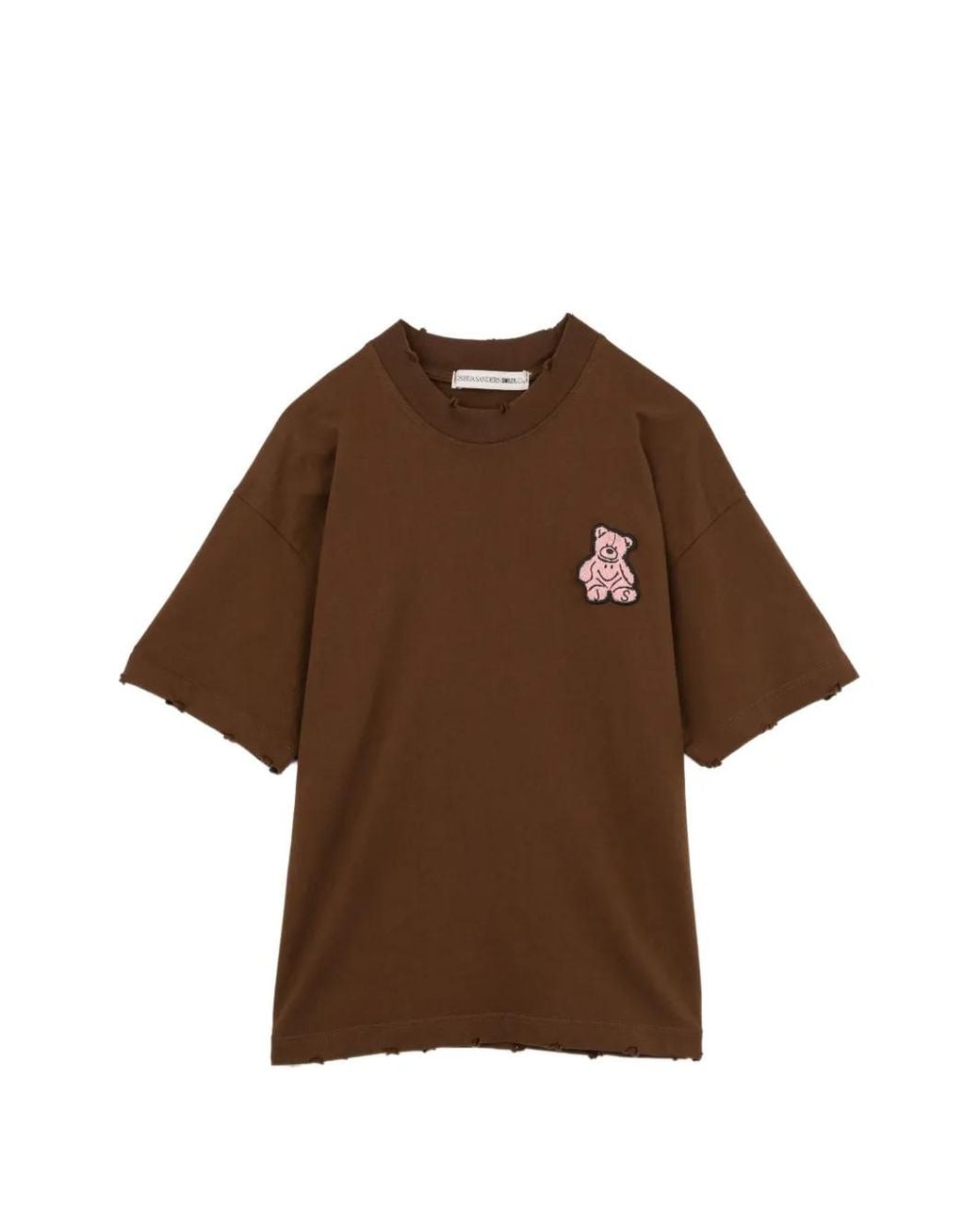 Joshua Sanders Brown T-Shirt À Effet Usé Et Patch