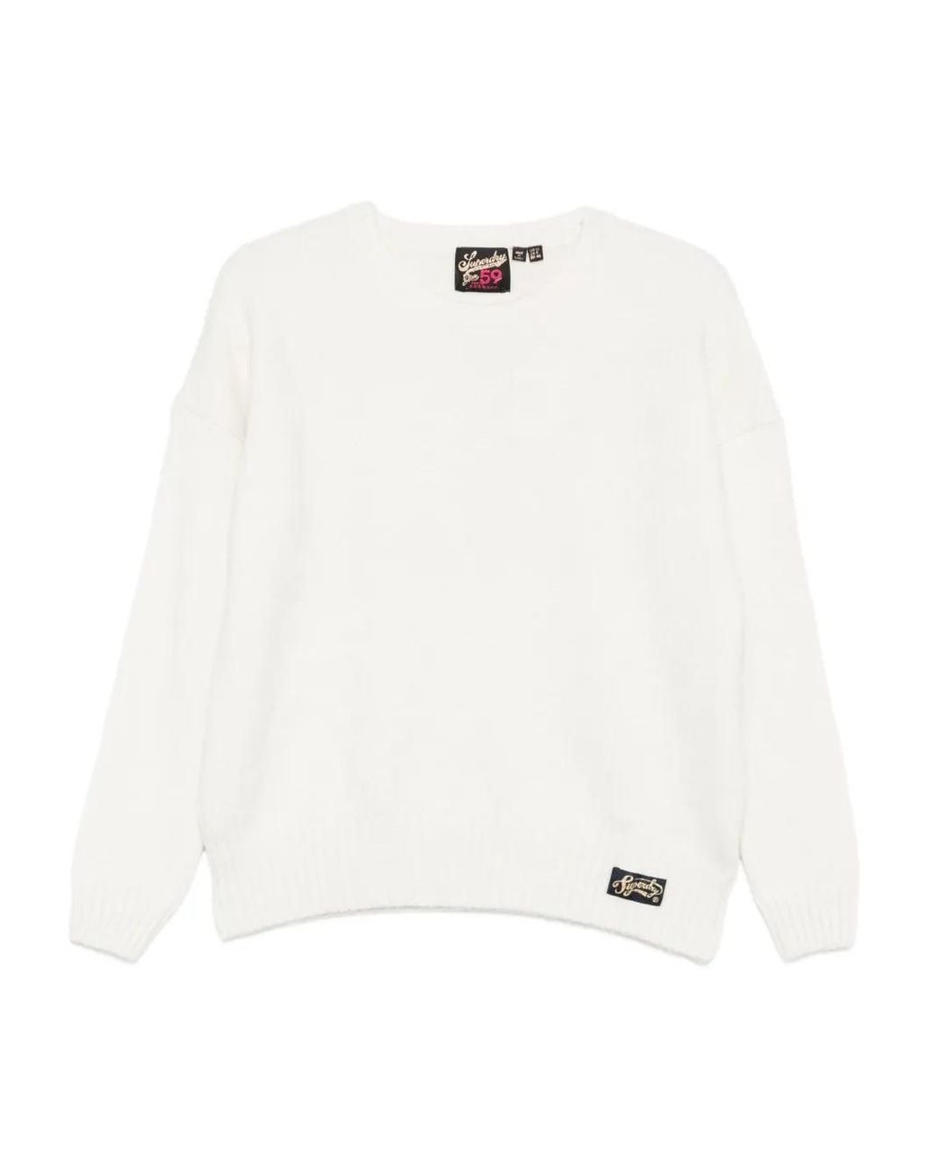 Superdry White Logo-Patch Sweater