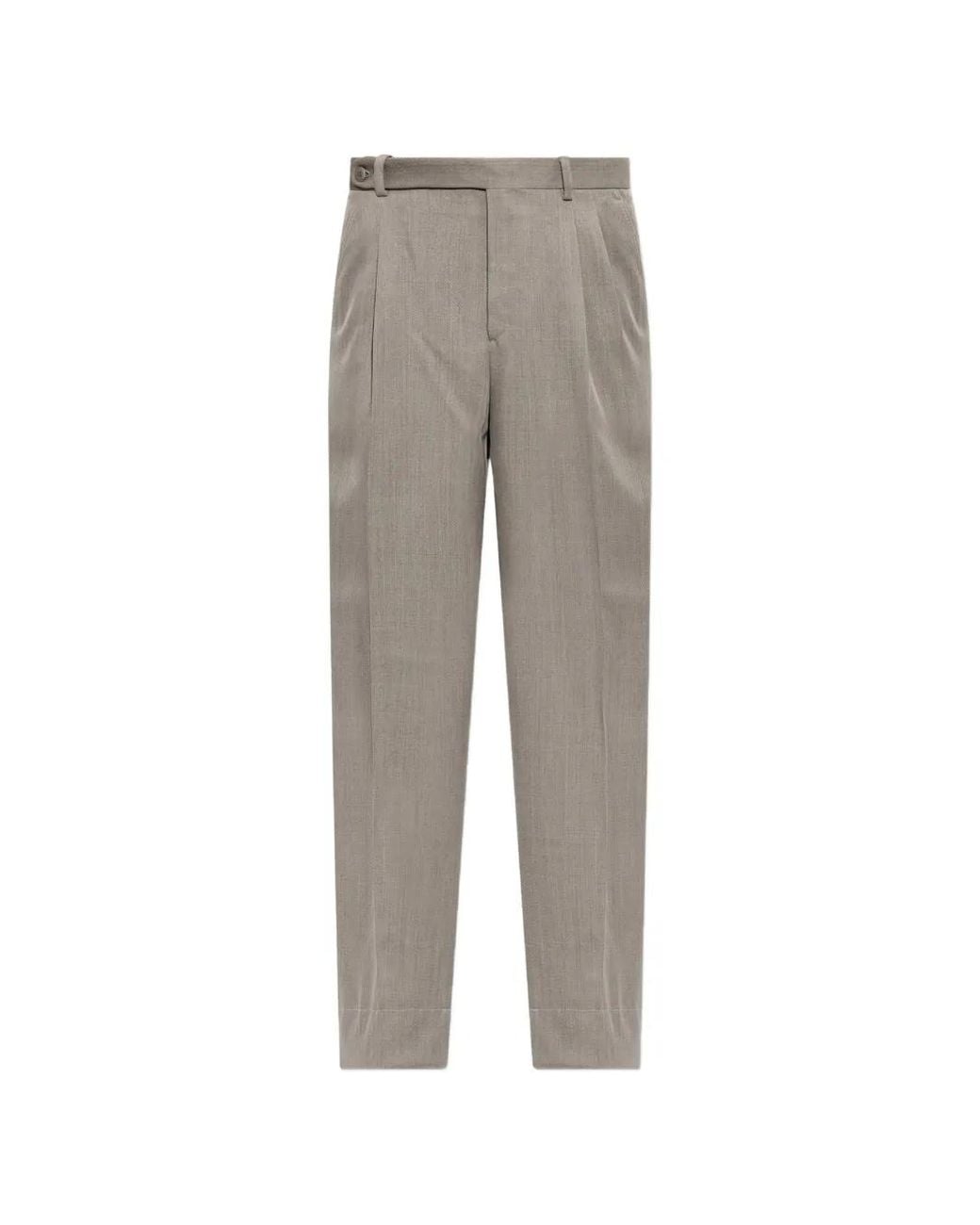 Brioni Gray Pleated Wool Trousers for men