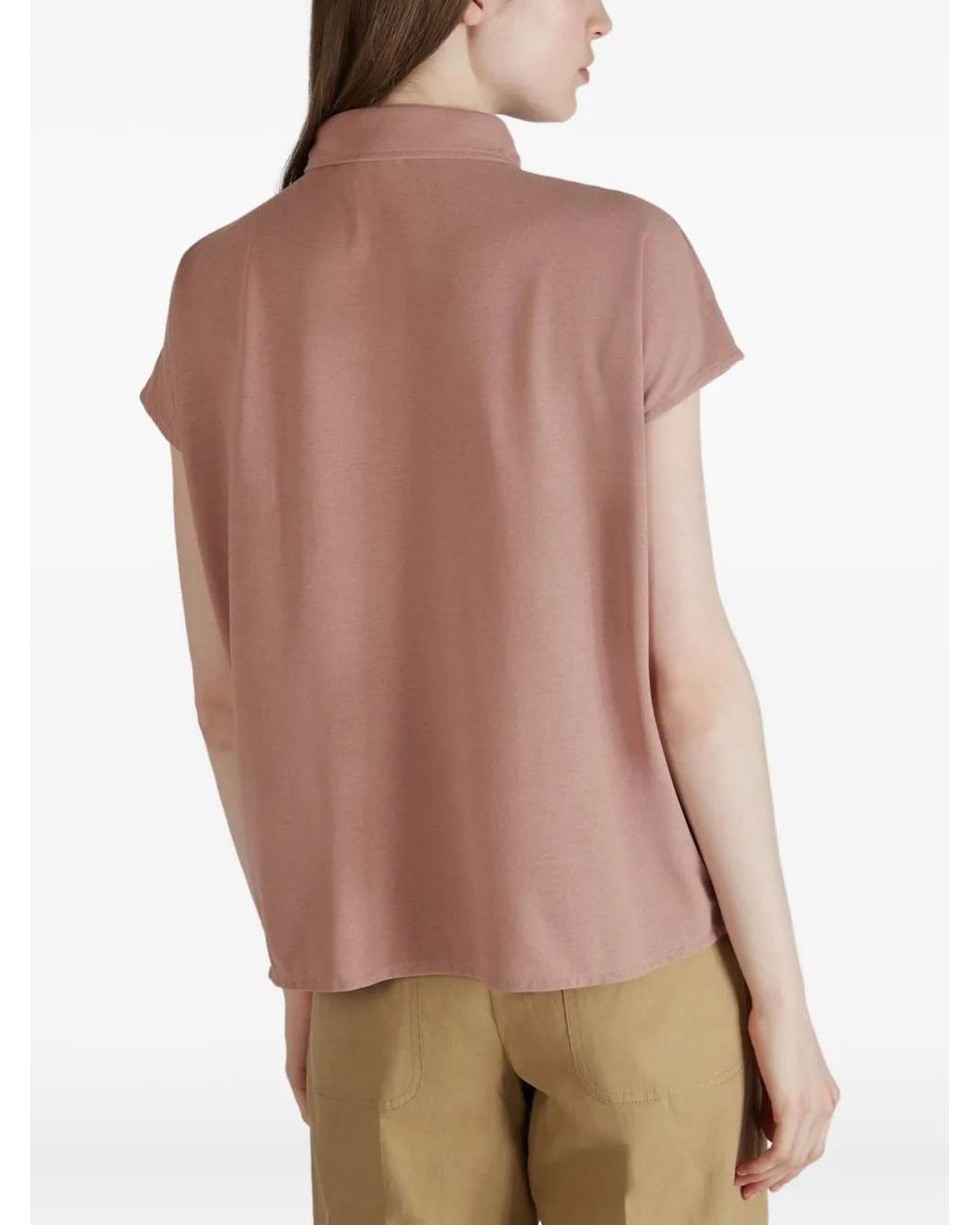 Zanone Pink Keyhole Polo Top