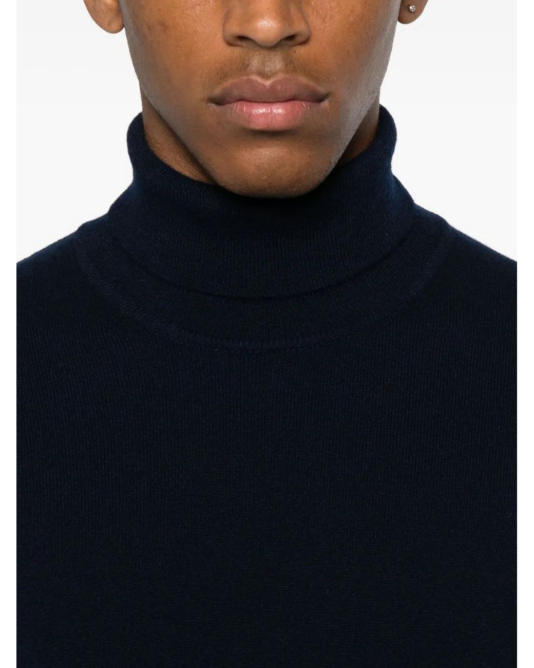 Fedeli Blue Turtleneck Sweater for men
