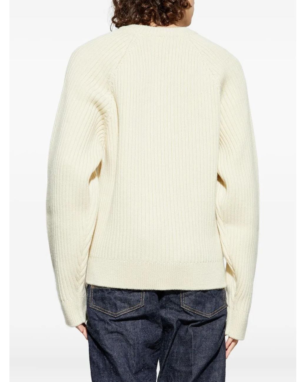 DSquared² Natural Ribbed Long-Sleeves Sweater for men